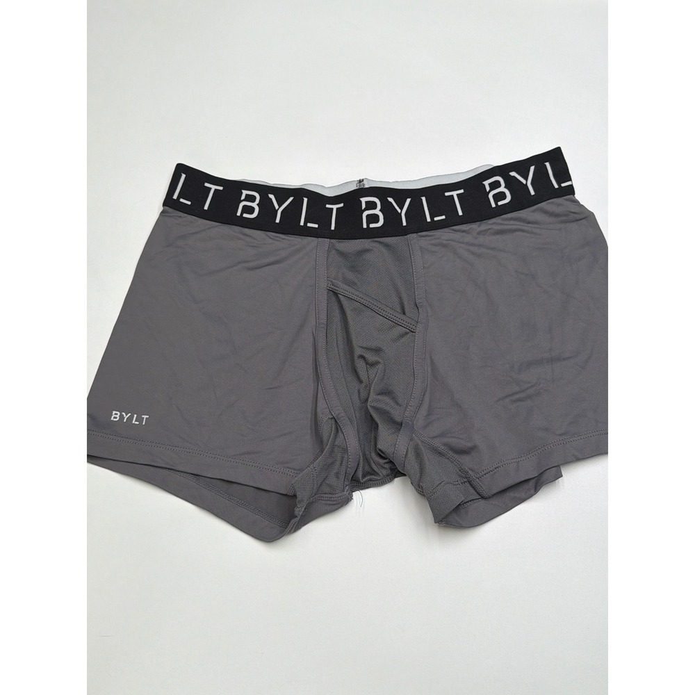 BYLT Mens Premium Basics Boxer Briefs Gray Size L Comfort Stretch